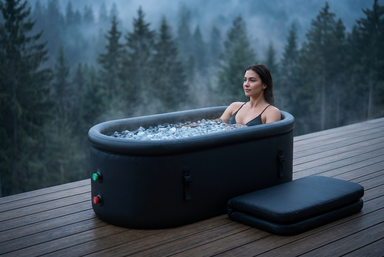 Cold plunge tub in a sunlit modern home
